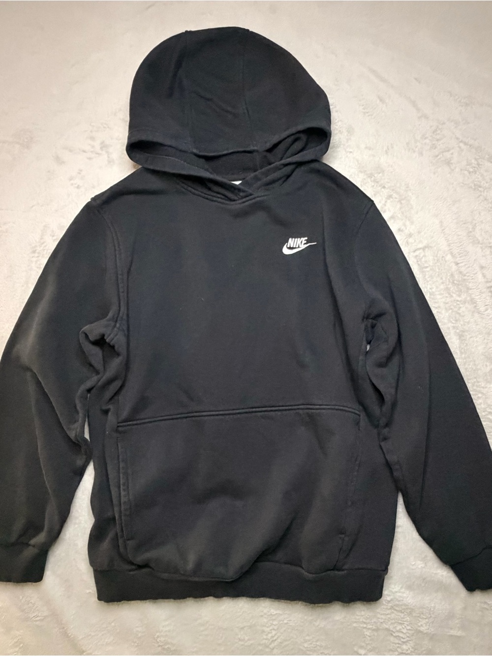 Nike Black Crewneck Hoodie with White Swoosh Logo